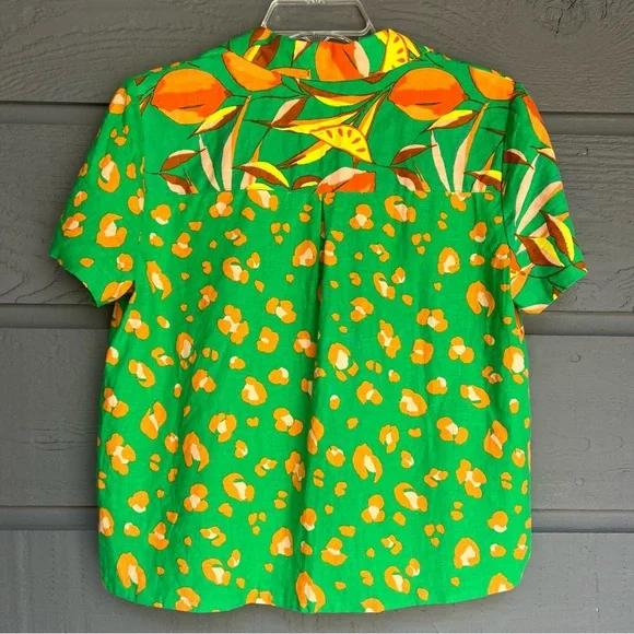 TABITHA BROWN TROPICAL PRINT SHORT SLEEVE BUTTON FRONT SHIRT BLOUSE SIZE M NEW - Picture 4 of 11